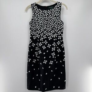 Ralph Lauren Black and White Patterned Midi Dress